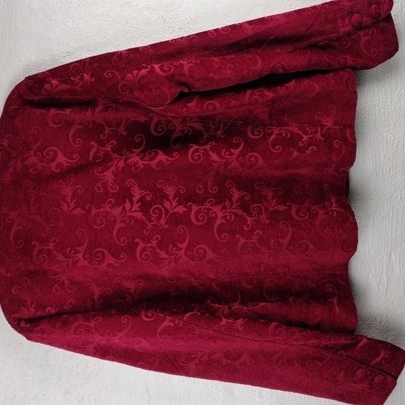 Croft & Barrow Deep Red Embroidered Tapestry Collared Button Front Jacket - Picture 13 of 16